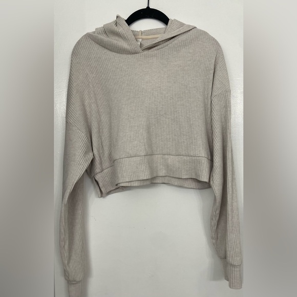 ALO Yoga Muse Cropped Hoodie Bone Heather Size Small - Picture 1 of 6